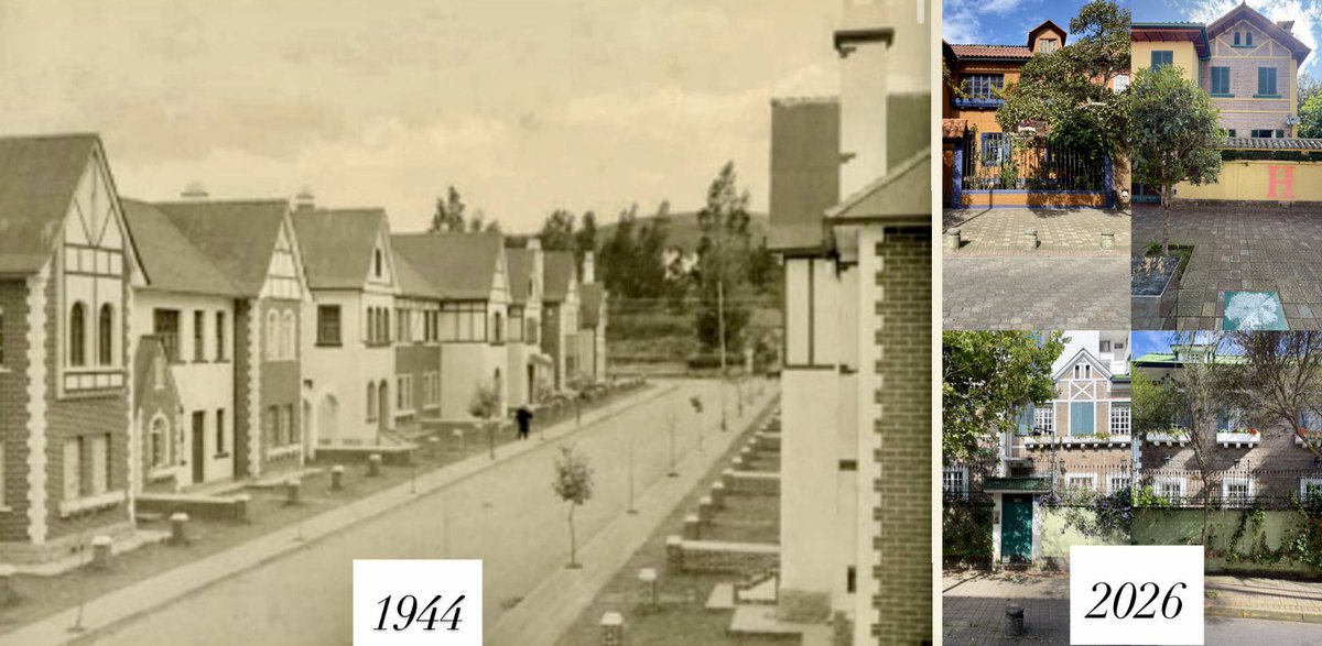 enajas's tweet photo. La Mariscal, Juan Rodríguez, 1944 y 2026. Las casas siguen; la calle no. Una vereda con gente se cuida sola. Repoblarla es la única reja que sirve. ¿Cuándo entendimos seguridad como muro y no como vecinos? https://t.co/TY7KZy6Tjm