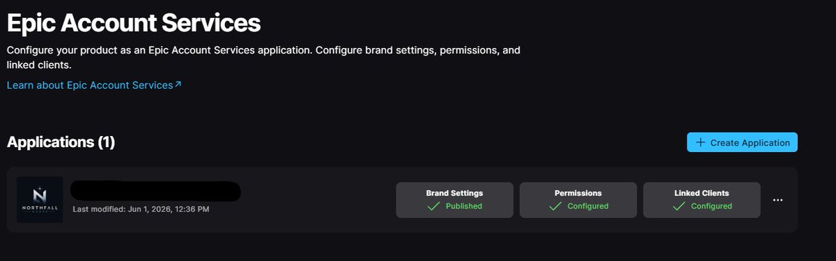 NorthfallGame's tweet photo. Milestone unlocked.

Epic Account Services is now configured, linked, and published for Northfall Games.

Not the flashy side of game dev, but these are the systems that quietly make everything else possible.

#GameDev #UnrealEngine #IndieGameDev #EpicGames https://t.co/ExtDx102SB