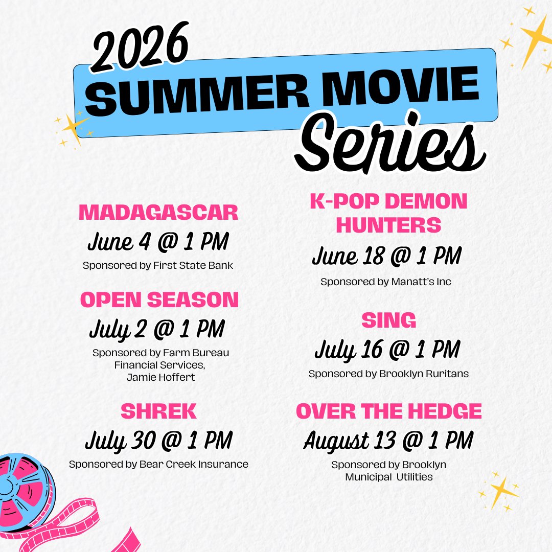 BrooklynOpera's tweet photo. The Summer Movie Series starts in June! Admission is covered by our sponsors so please come and enjoy the shows all summer long. The concession stand will be open and available for purchases, but outside food and drinks are not allowed. Thank you! https://t.co/VtnwF9dfxt