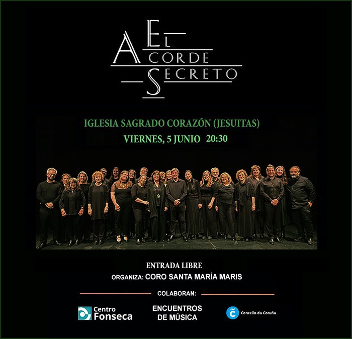 ElAcordeSecreto's tweet photo. ¡Volvemos a actuar! Esta vez, os esperamos este viernes día 5 a las 20:30 en la Iglesia del Sagrado Corazón (Jesuitas), encuentros de música organizado por el Coro Santa María Maris. https://t.co/LLM2gzNgDS