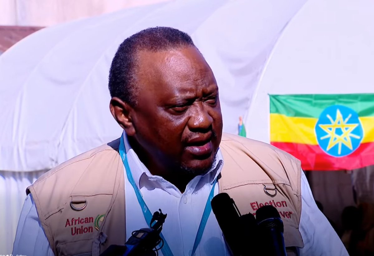 ebczena's tweet photo. "Ethiopia’s 7th general election is peaceful and credible."
Uhuru Kenyatta, Head of the AU Election Observation Mission & former Kenyan President, reports that polling stations opened on time and citizens are voting freely without pressure. The AU mission continues to monitor the countrywide process.
#EthiopiaVotes2026 #Election2026 #AfricanUnion #UhuruKenyatta #EBC