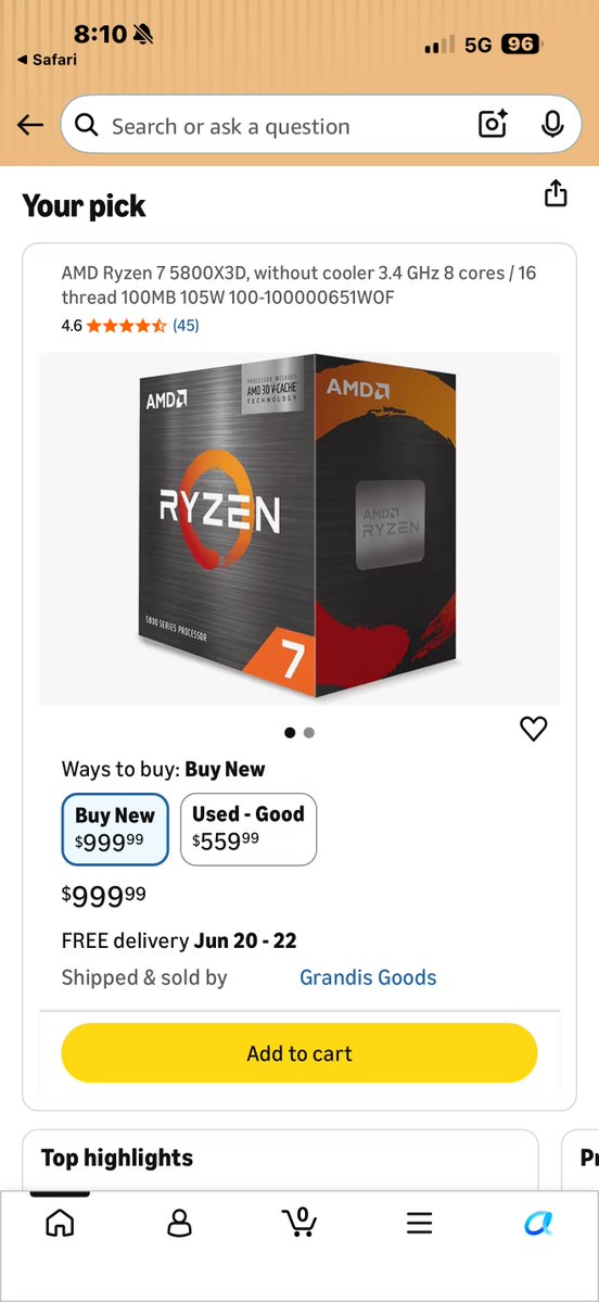 badjujubean117's tweet photo. $350 for a 5800X3D is is crazy until you realize scalpers drive the price up new and used whenever old stock trickles down in the US https://t.co/1ewJ4AfBCz