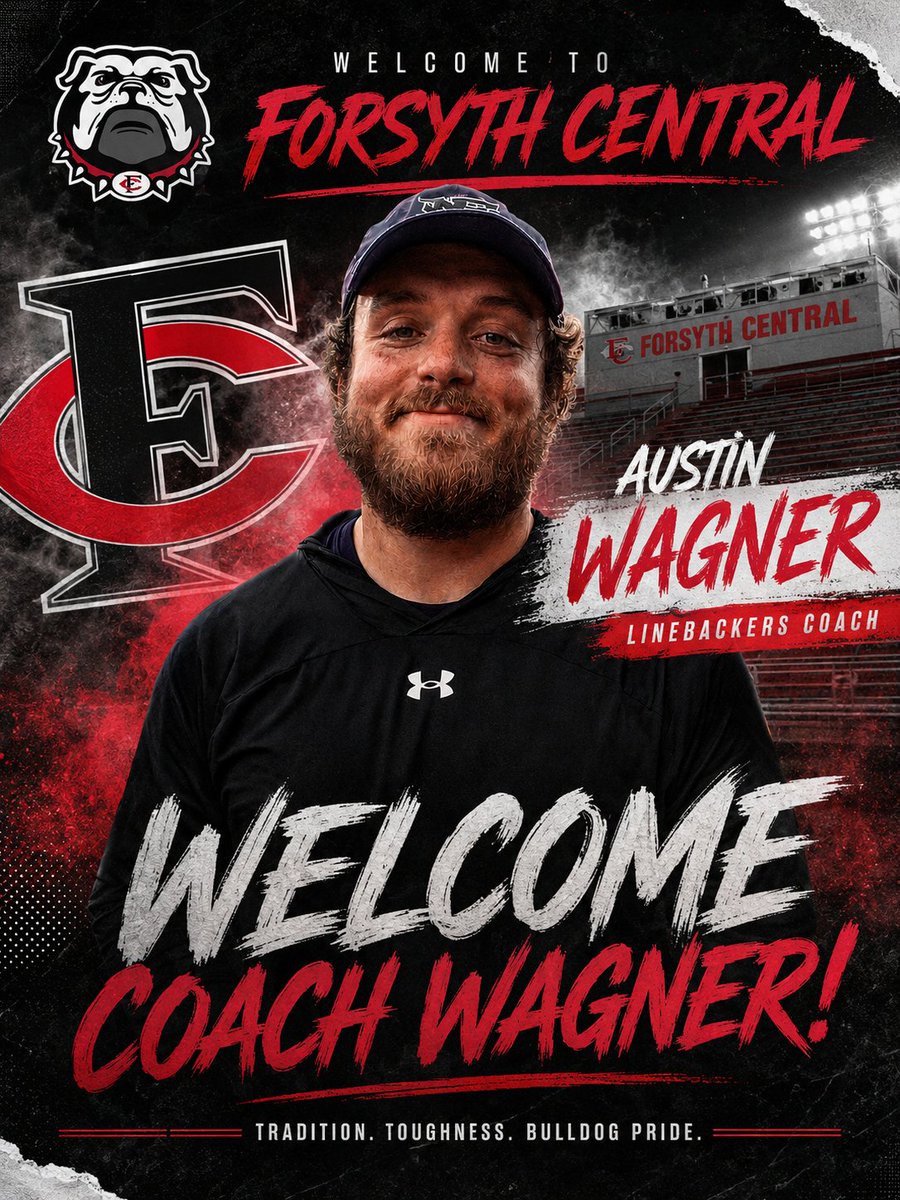 Bulldogs_FB's tweet photo. WELCOME TO THE C- House
Forsyth Central Football is excited to announce Austin Wagner as our new Linebackers Coach!
Coach Wagner brings energy, toughness, and passion to the Bulldog Family, and we can’t wait to see the impact he’ll make on our program and our players. https://t.co/jWWunQSJzS