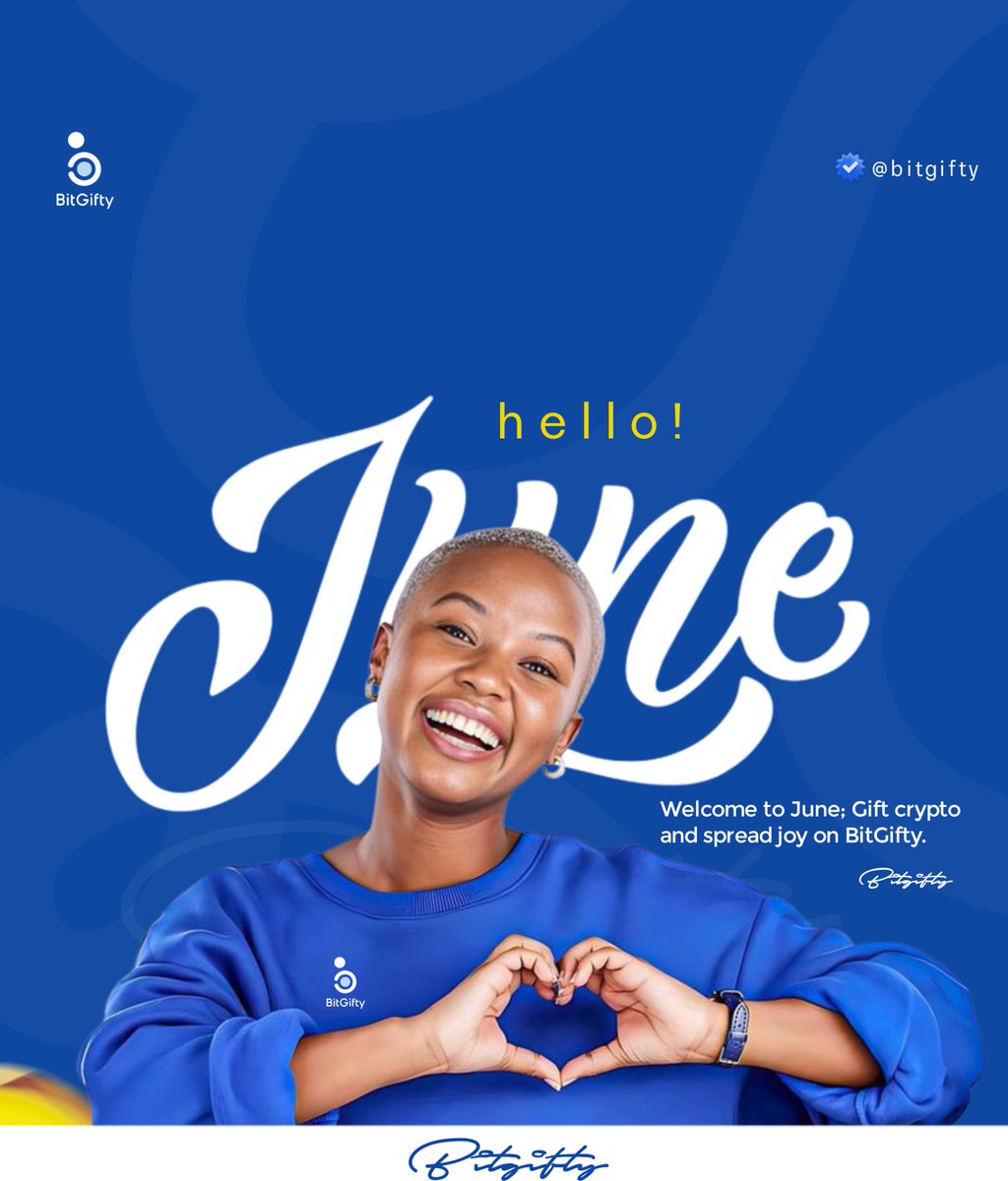 BitGifty's tweet photo. Hello June! 💙

A new month means new opportunities to spread some love. Start the month right by gifting crypto to your favorite people directly on BitGifty! 🎁✨

What are your goals for this month? 👇
#HelloJune #CryptoGifting #BitGifty #CryptoCommunity https://t.co/niHQ0yNVA8