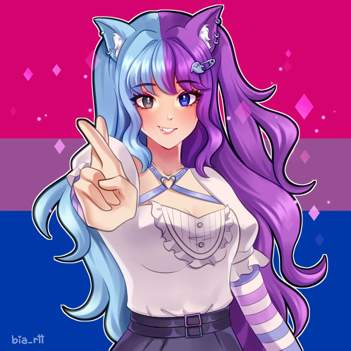 Digi_Kat_'s tweet photo. Happy Pride Month Everyone!!🩷💜💙

Art by: @/bia_rttt https://t.co/k1Kaq2eHnE