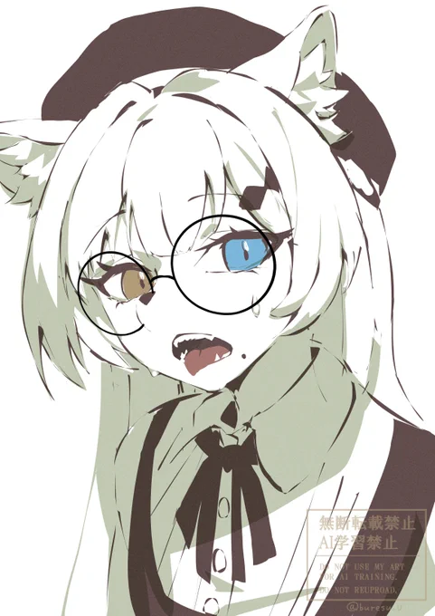 今日暑かったrkgk メガネ以外は投げ縄塗りで描きました ラクガキにおいて投げ縄塗りは最速 #OC