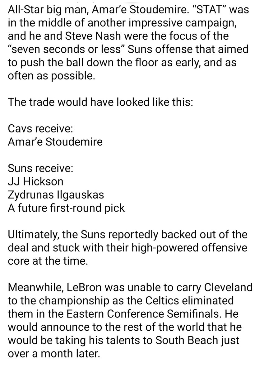 RedBlackAttack's tweet photo. @jac041899 @Tjonesonthenba See, but that never happened. It is a popular myth and I'm not sure why it persists. Hickson was on the table. PHX declined the offer.

NBA INSIDER: Suns vetoed Stoudemire trade – Morning Journal https://t.co/c8KLRDykDt https://t.co/HmoHaZY54a