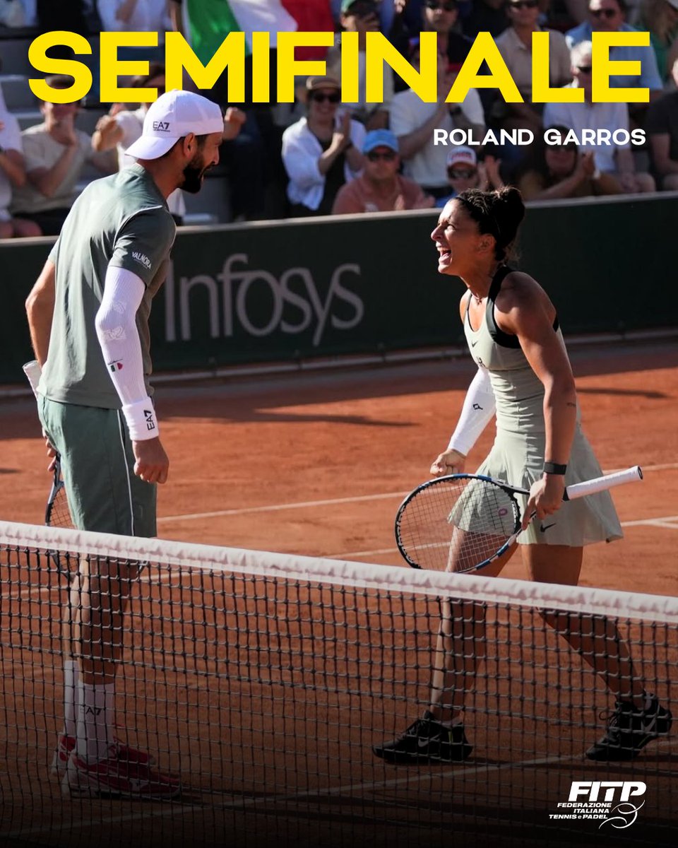 federtennis's tweet photo. 𝑰𝒏𝒈𝒊𝒐𝒄𝒂𝒃𝒊𝒍𝒊 💥

Sarita e Wave superano Danilina/Tracy con un doppio 6-2 e tornano in semifinale al Roland Garros 🚀 https://t.co/sj0e6bjoWK