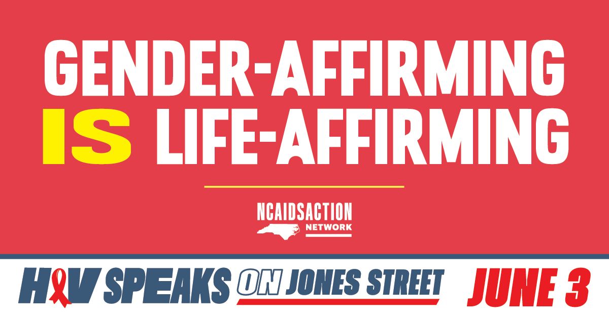 NCAIDSAction's tweet photo. Trans people deserve healthcare w/o barriers &amp; political interference! This Weds, June 3, let’s get Loud &amp; Clear @ #HIVSpeaks on Jones Street for dignified care &amp; policy!

Join us in demanding care for ALL: https://t.co/9Zhm19Vup3 #HIVSpeaksNC #EndHIVinNC #Pride2026 https://t.co/UsLcag6Ari