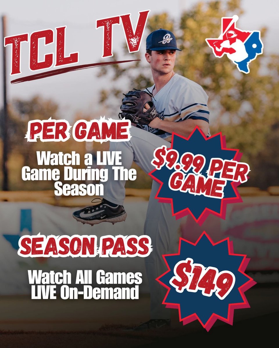 TCLBaseball's tweet photo. ⚾ Don’t miss a single pitch this summer!

🎟️ Secure your pass today and make this summer one to remember!

#TCLBaseball #SeasonPass #SummerBaseball #YourSummerStartsHere https://t.co/SQb3PxIAK9