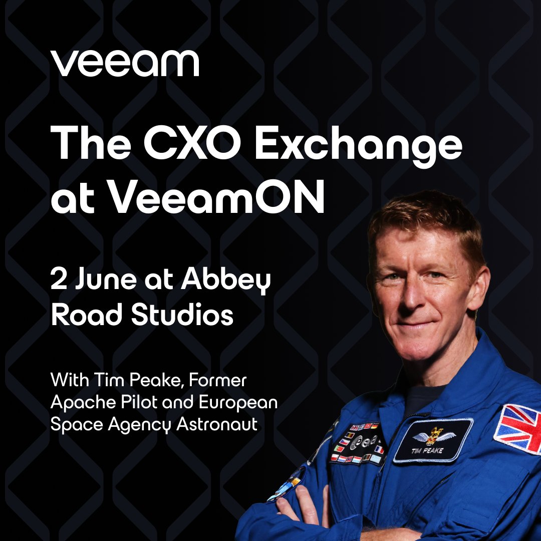 Veeam's tweet photo. The CXO Exchange at #VeeamON London is headed to Abbey Road Studios. 🎶

@astro_timpeake joins Veeam CEO @anandeswaran, UK MoD's Charlie Forte, Spirax Group's Clare Lansley and Rehan Jalil, VP of Products and Technology, on staying in control, building trust, and leading teams through the age of AI.

Limited seats available. Contact your Veeam account team for attending.