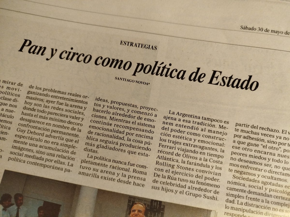 novoasantiago's tweet photo. ✒️ "... los gobernantes desvían la atención de los problemas reales organizando entretenimientos masivos; ayer fue la arena y hoy son las redes sociales..."

📰 Los invito a leer un nuevo artículo publicado en @perfilcom 
https://t.co/GNmFcTm7gE https://t.co/txfaK6XCz2