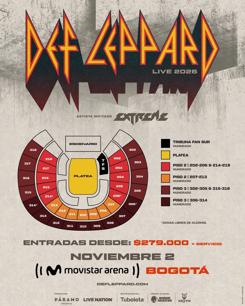 musictrendscol's tweet photo. NUEVO ANUNCIO 🐆

¡DEF LEPPARD REGRESA A COLOMBIA 🇨🇴!

Noviembre 2 | Movistar Arena 📍

Entradas a la venta este viernes a las 10AM en @Tuboletaoficial 🎫

@paramo_presenta 🔥 https://t.co/MnemDCjQF9
