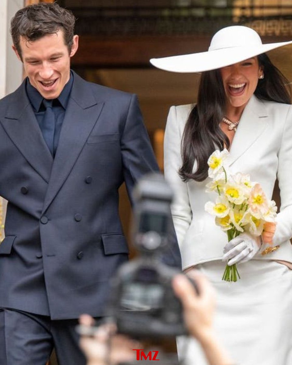 TMZ's tweet photo. Dua Lipa and Callum Turner were glowing on their big day ... and you can feel the love in their wedding photos. 🥰 https://t.co/Mobzy6RhJB