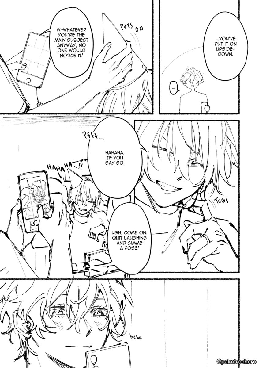 palmtreehero's tweet photo. (BONUS 1/2)

Thank you for reading this far, and if you've read this story before, I hope you enjoy this silly bonus comic~

The aftermath of Akira's provocation is in the book version... (it's 11 pages of extra story!)

おまけ日本語版： https://t.co/2R9FRe3VnO https://t.co/Y1as9s0jh9