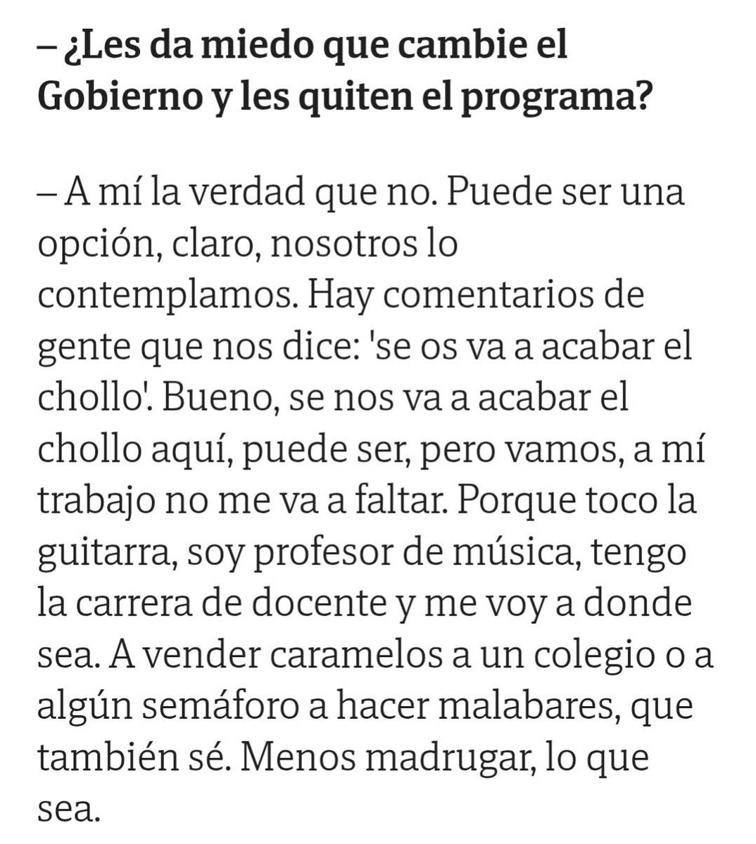 forocoches's tweet photo. Le preguntan a GRISON el de LA REVUELTA: ¿Qué harás cuando cambie el Gobierno?

«Si cambia el Gobierno y nos quitan el programa me iré a hacer malabares a algún semáforo»

https://t.co/phmHJQRM58 https://t.co/UtLE3vmEUz