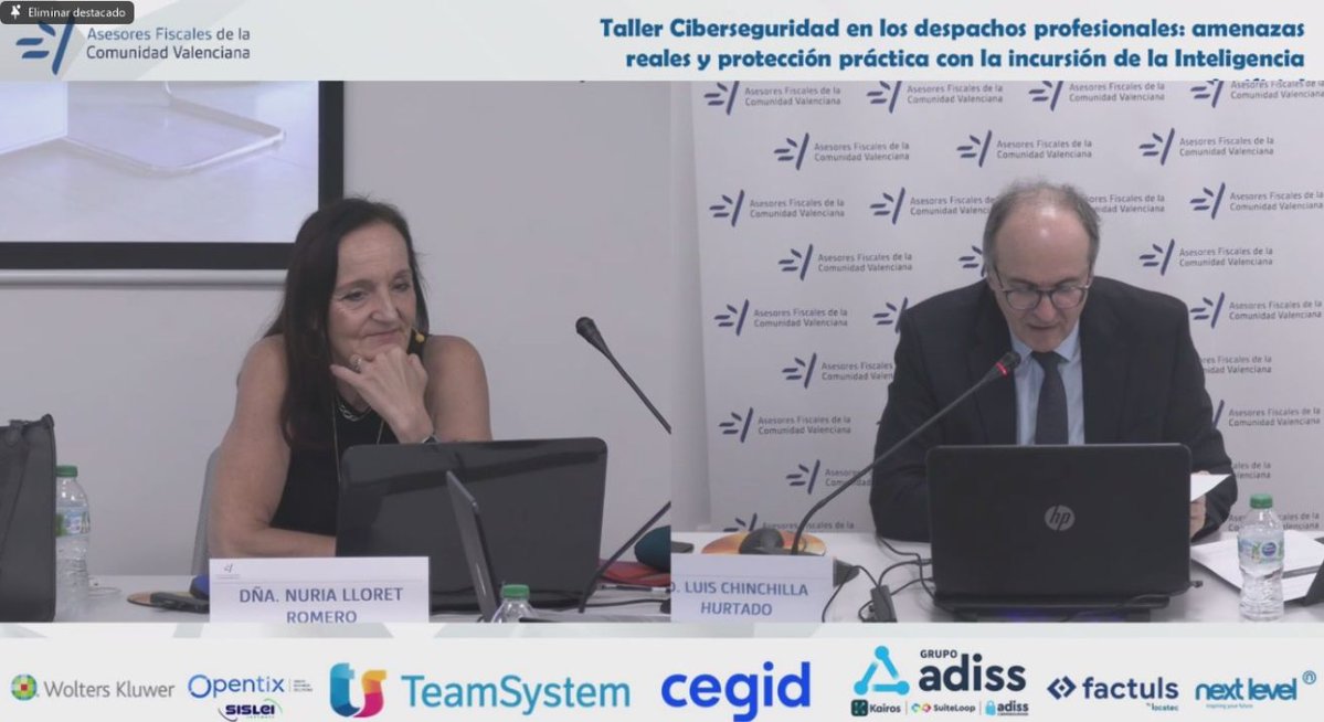 APAFCV's tweet photo. ✅Hoy Taller "Ciberseguridad en los despachos profesionales: amenazas reales y protección práctica con la incursión de la Inteligencia Artificial" con Nuria Lloret Romero
🔵https://t.co/iYneAX7w0L https://t.co/L84kKNCf8r