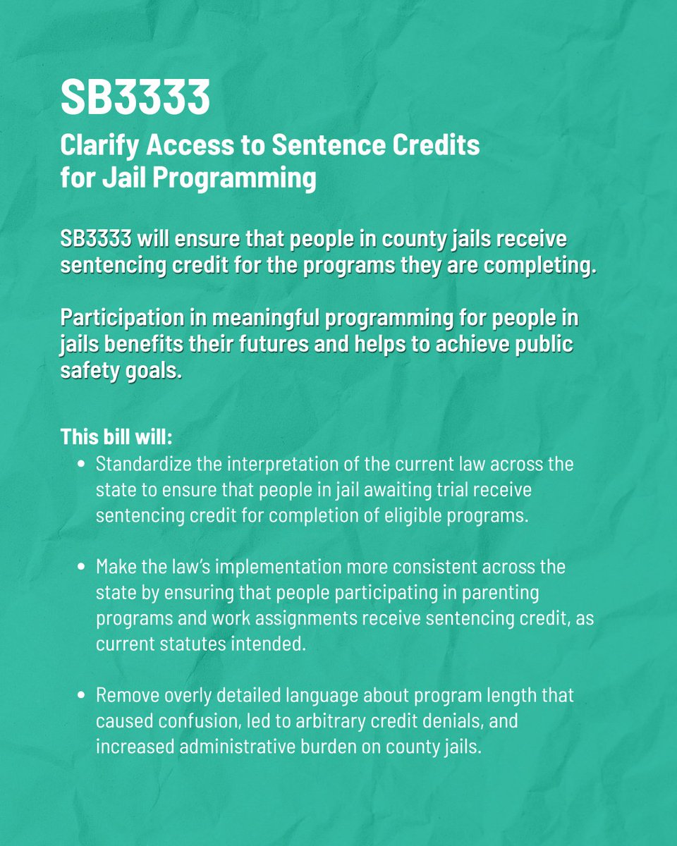 CookCoDefender's tweet photo. Our bill to ensure people who complete programming in county jails can then access sentence credit passed!  Thanks to @senatorellman, @NormaHndezIL, @RepSlaughter, @staterep46, and @RepStava_Murray  for their leadership on this legislation. https://t.co/sUQQOx57U8