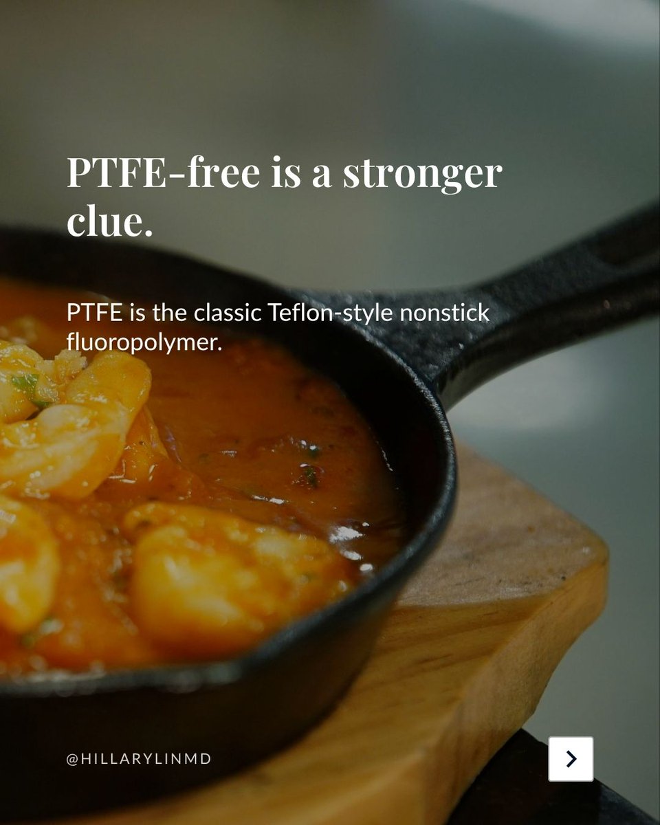HillaryLinMD's tweet photo. PFOA-free ≠ PFAS-free.
PTFE-free is a stronger clue.
Ceramic can be useful but finite-life.
“Titanium” can mean very different things depending on the actual coating/surface. https://t.co/7BQyTEa9AN