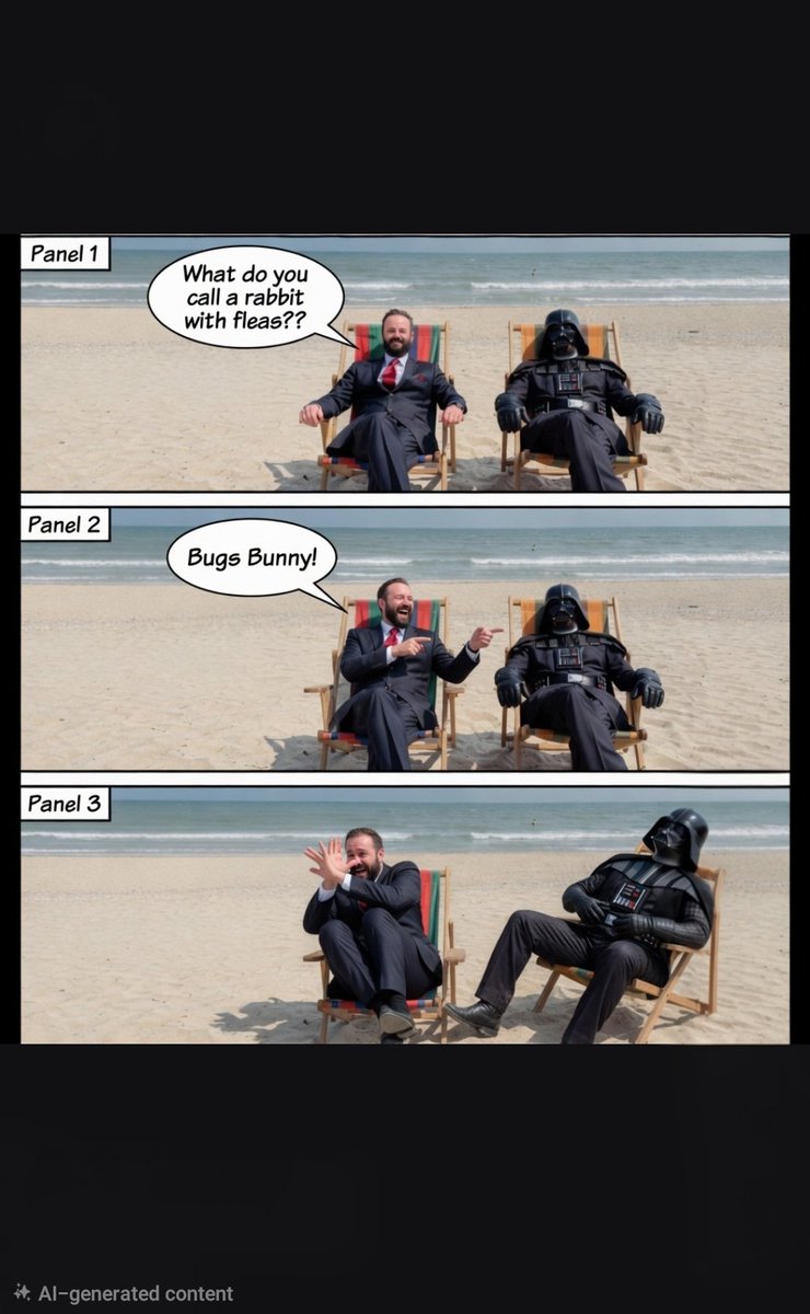 FunAIVideos's tweet photo. Don't bug me beach 🙄 #starwars #funny #Al #short #comic #dadjokes #funnyreels #shorts #darthvader https://t.co/CfDhansj2H