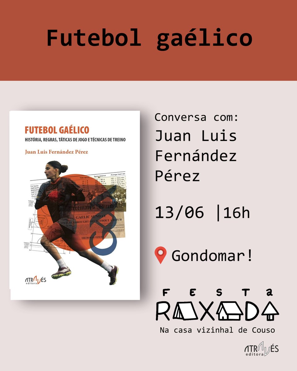 pglingua's tweet photo. Juan Luis Fernández apresenta o livro Futebol Gaélico no festival Festa Raxada de Couso https://t.co/iKvzUl9uWZ https://t.co/6kSZ7jm2aH