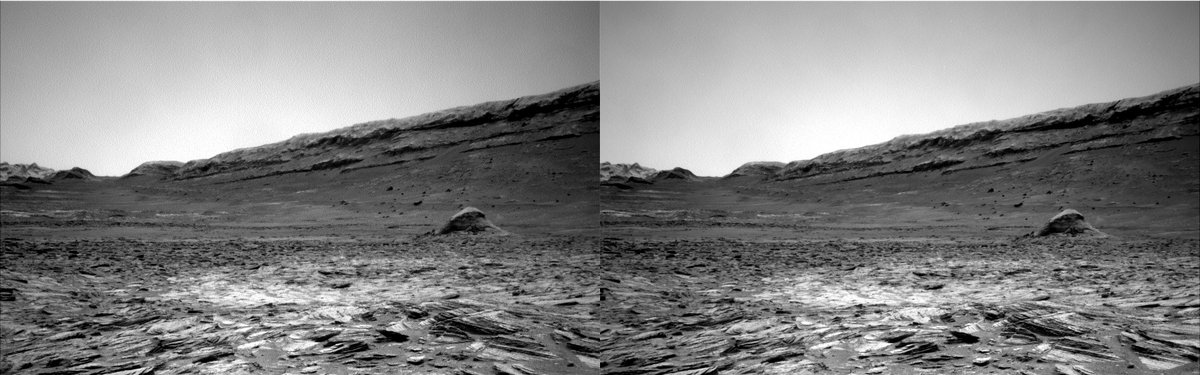 DanielPomarede's tweet photo. Tiny little butte in the middle of the valley, captured in Stereo3D a few hours ago by Curiosity

To go 3D: eyes' lines of sight parallel, left image for left eye, right image for right eye.

Credit images: NASA/JPL-Caltech

#Mars https://t.co/0MRWEoO25O