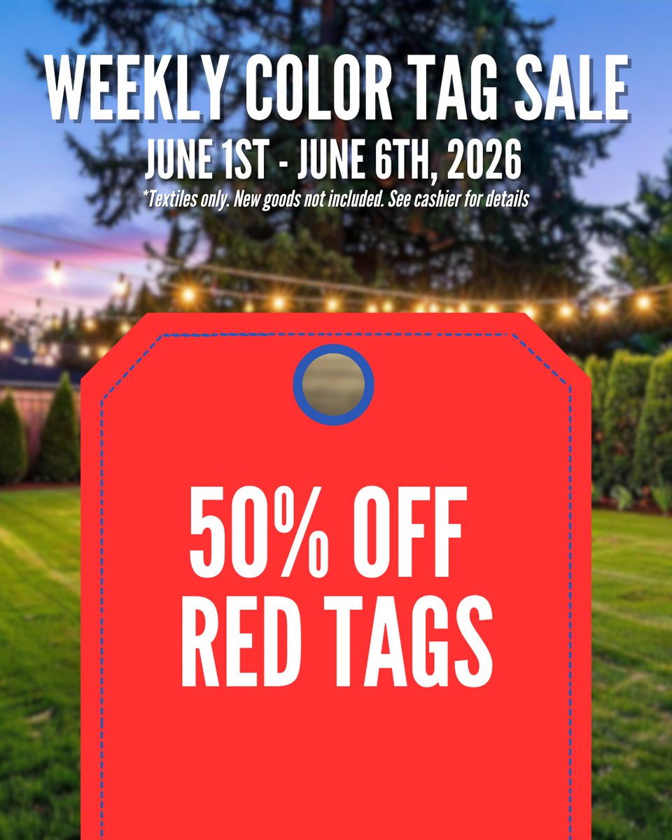 GoodwillNCT's tweet photo. These deals are RED HOT! Red-tagged items are 50% off this week! https://t.co/dA1u33dQQU #Savings #GoodDeals https://t.co/pU13PlgWbK