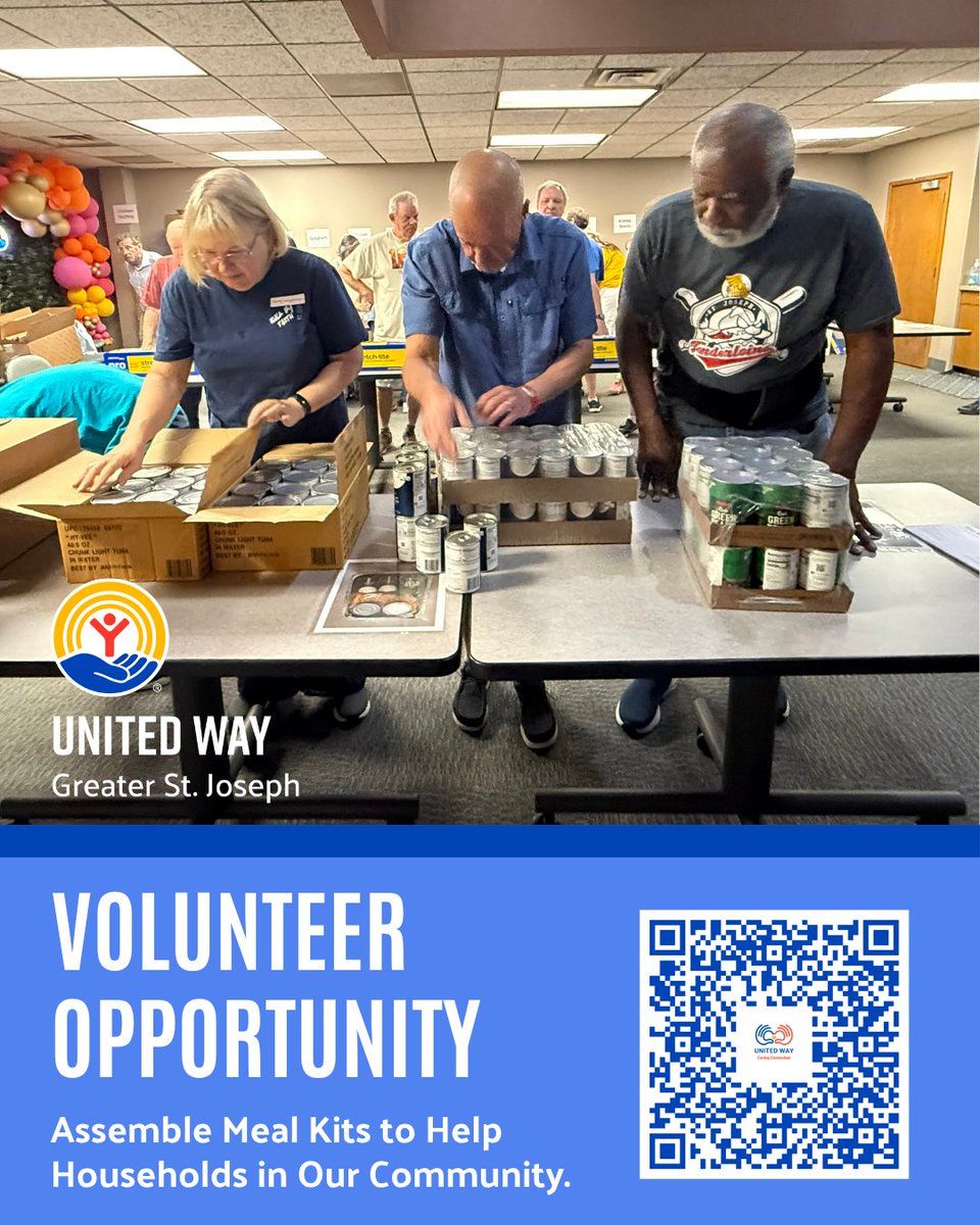 UnitedWayStJoe's tweet photo. Help us package 900 Meal Kits for local families! 🥫❤️

Join United Way Caring Connection on June 23, 25, or 27. All ages welcome.

A few hours can make a big difference.

#GiveHope #Volunteer #UnitedWay #StJosephMO https://t.co/uTDxv1XdGS