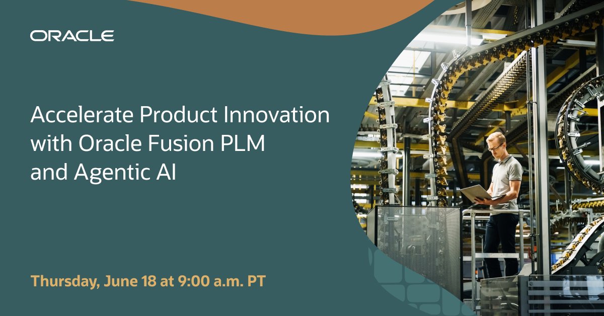 jcghazi's tweet photo. Product launches slow down when updates, approvals, and product data are spread across disconnected workflows. See how Fusion Cloud PLM and Agentic AI help simplify product development across the lifecycle. Register now: https://t.co/gH1LgP8RaG https://t.co/hpYUheaDpe