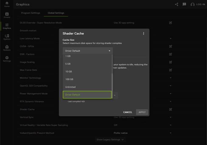 exmtweaks's tweet photo. 🚨NVIDIA FPS BOOST🚨

1. Open the NVIDIA App
2. Go to "Graphics", then "Global Settings"
3. Next scroll down to "Shader Cache Size" and on the slider set this to "Driver Default"

This will set it to the default of 16 GB, which is the most optimal way to set it up. It will prevent unnecessary Shader Recompilation and keep your performance stable!