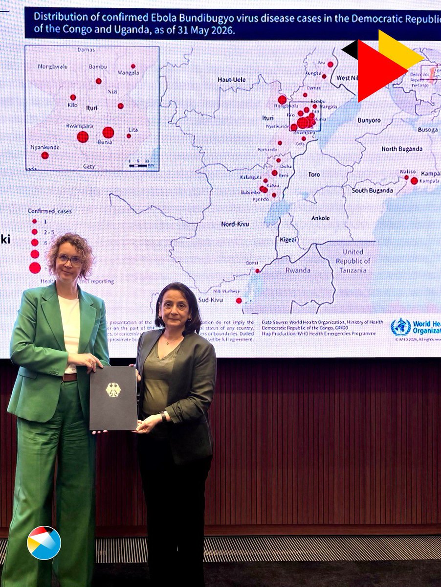GermanyUNGeneva's tweet photo. Germany is providing an additional €2 million to @WHO to help stop Ebola.

The funding will deliver medicines, protective equipment and essential medical supplies to people in the Democratic Republic of the Congo and surroundings &amp; will help protect frontline healthcare workers. https://t.co/DKLkHUWPbG
