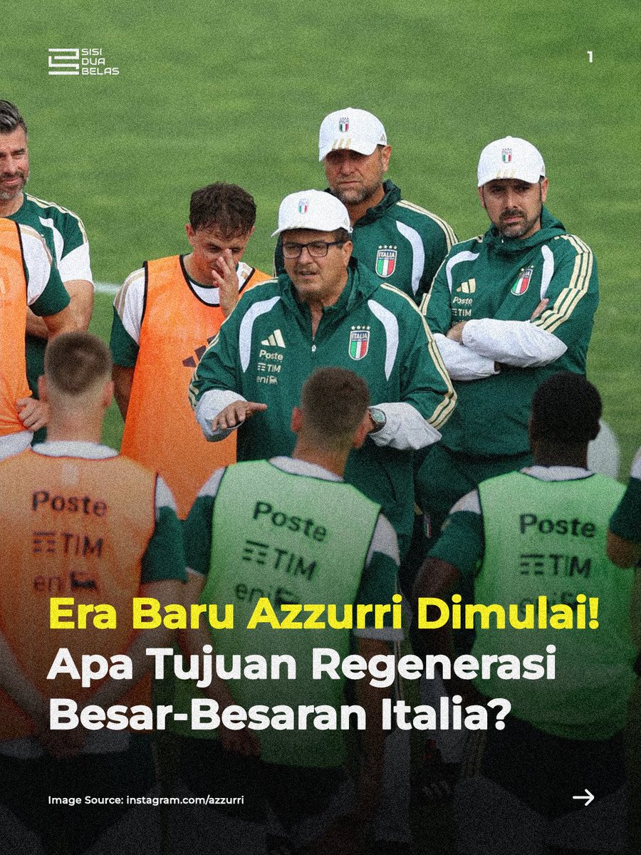sisiduabelas's tweet photo. Timnas Italia lagi regenerasi besar-besaran setelah 3 kali berturut-turut gagal lolos piala dunia. Tanpa banyak nama besar, mereka memilih percaya pada generasi muda. https://t.co/s2oNRtz2CS