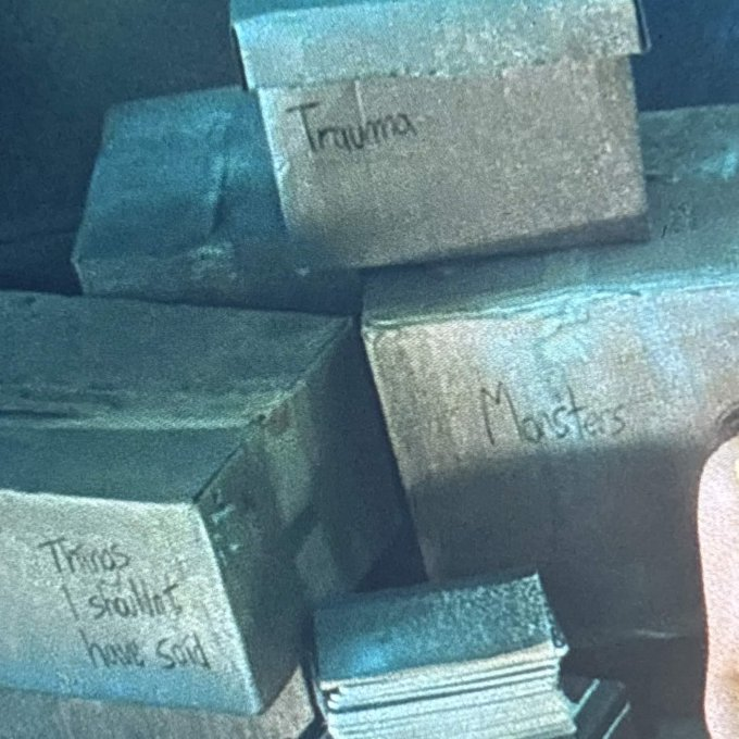 ArianaWorldHQ's tweet photo. Several potential tracklist titles were teased in the "Hate That I Made You Love Me" music video: 

- Things i shouldn't have said
- Freak  
- Bunny Hop 
- Trauma 
- Monsters 
- Insecurities https://t.co/1Ac3U9ipDg
