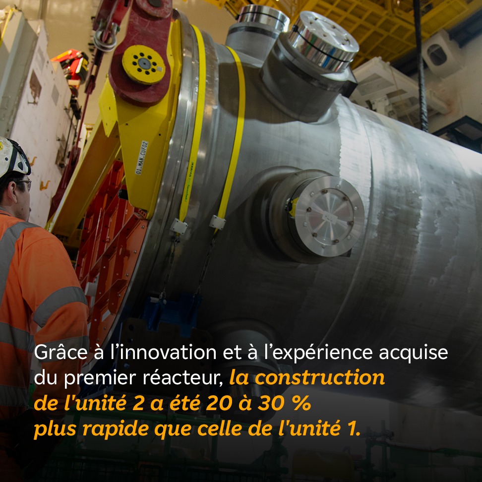 EDFofficiel's tweet photo. Le réacteur n°2 d’Hinkley Point C, en Angleterre, franchit une étape clé !

La cuve de 500 tonnes a été installée grâce à Big Carl, la plus grande grue du monde👇