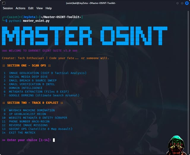 ARTISTCODE3's tweet photo. MASTER OSINT TOOLKIT
Herramienta desarrollada en Python que reúne múltiples funciones OSINT en una sola interfaz para facilitar procesos de investigación digital y recopilación de información pública.
Incluye capacidades como análisis de dominios, búsqueda de filtraciones, perfilado en redes sociales, extracción de metadatos, geolocalización, consultas históricas en Wayback Machine y reconocimiento de usernames.
También incorpora herramientas para búsqueda inversa de imágenes, validación de números telefónicos y análisis básico de infraestructura expuesta.
GitHub
https://t.co/COEUVu2N1z
Útil para investigadores OSINT, analistas de ciberseguridad y profesionales de inteligencia de fuentes abiertas.
📷 Más herramientas aquí: https://t.co/MDwUpq1w9M