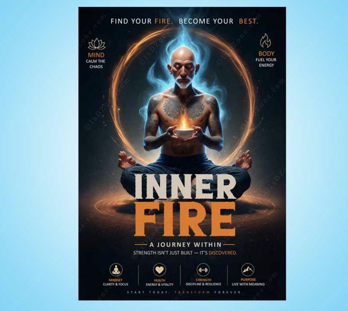ixd_zone's tweet photo. Spark focus. Build discipline. Transform habits. This “Inner Fire” poster PSD combines striking meditation art with bold motivational type—fully editable 

https://t.co/jfoHpBolSk

#ixdzone #artadjust #makemockup #selfimprovement https://t.co/YnzfoDd9mU