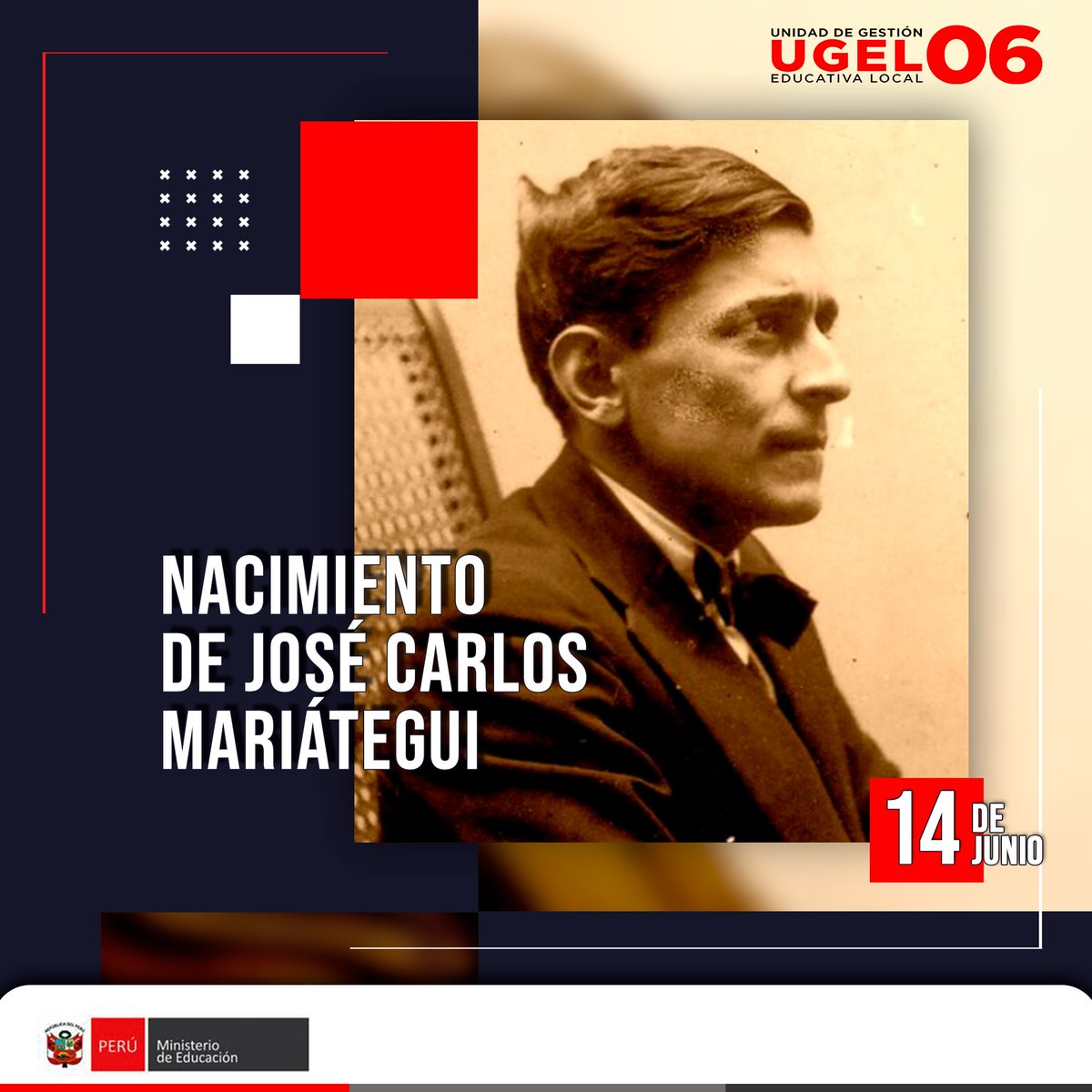 IIUGEL06's tweet photo. 📅 UN DÍA COMO HOY...
Conmemoramos el Nacimiento de José Carlos Mariátegui
#UGEL06 #14deJunio https://t.co/6vZ9xkTLLs