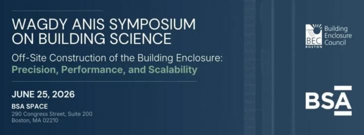MAGreenBuilding's tweet photo. 2026 Wagdy Anis Symposium on Building Science, June 25, #Boston #Massachusetts https://t.co/395mbVMhgD #buildingscience #BSA #building #buildings #construction #buildingenclosures #architecture #design #energy #energycode #buildingcodes #airtightness #greenbuilding https://t.co/annSpyWUzj