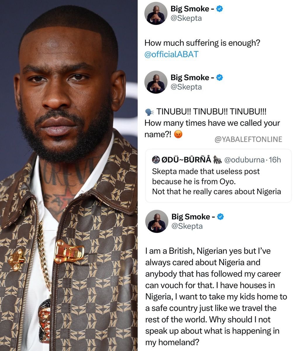 yabaleftonline's tweet photo. Rapper Skepta calls out President Tinubu over insecurity in Nigeria. https://t.co/kByZG2dOdC
