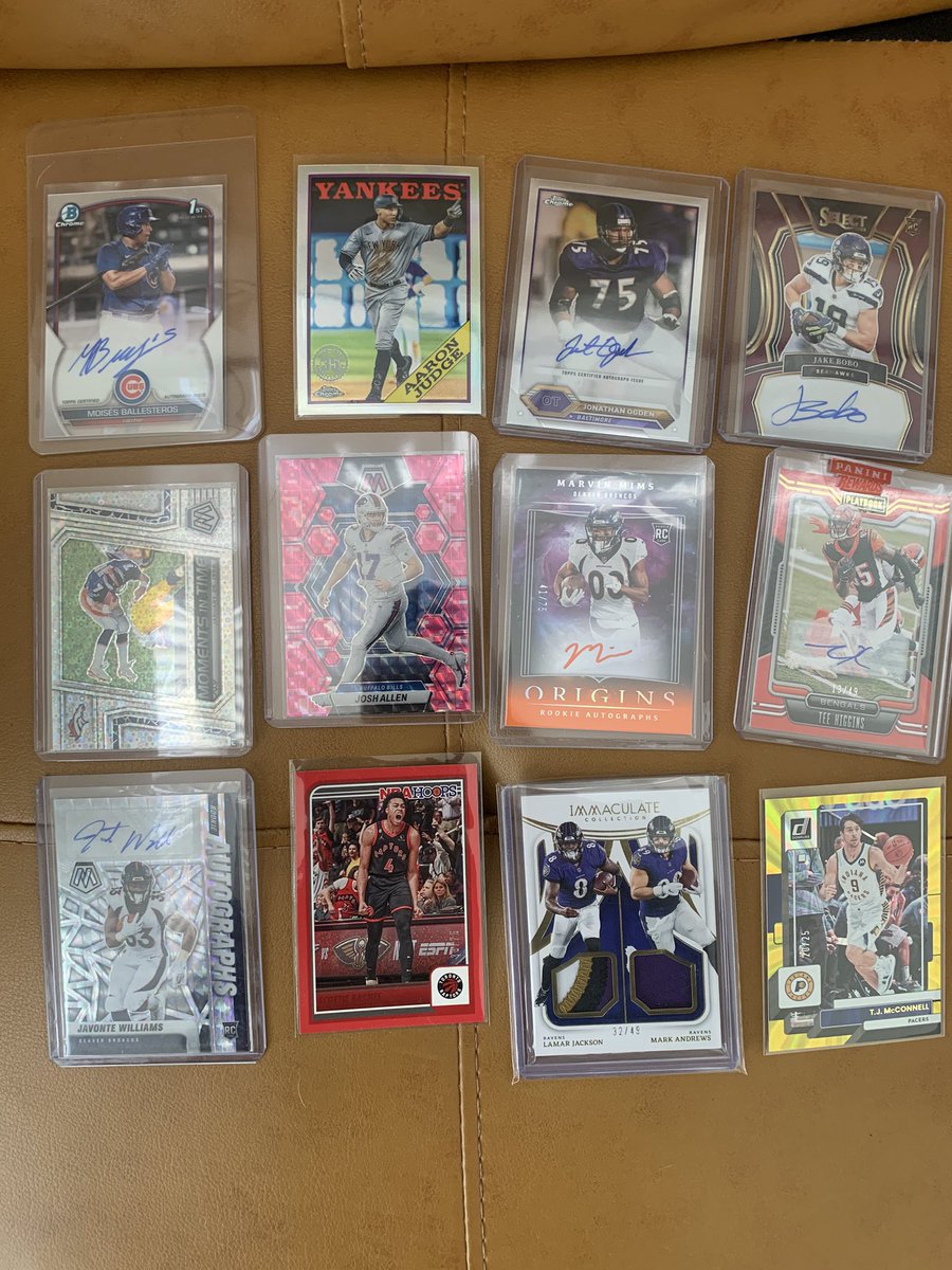 CorbinCards's tweet photo. @ILOVECOLLECTING Jeudy /5 JT /25 hall /199 moss /99 Caruso /88 koo /99 Lamar/andrews /49 McConnell /25 mims /75 bobo /75 Higgins /49 mims /75 Barnes /75 https://t.co/VpP1YMTjqw