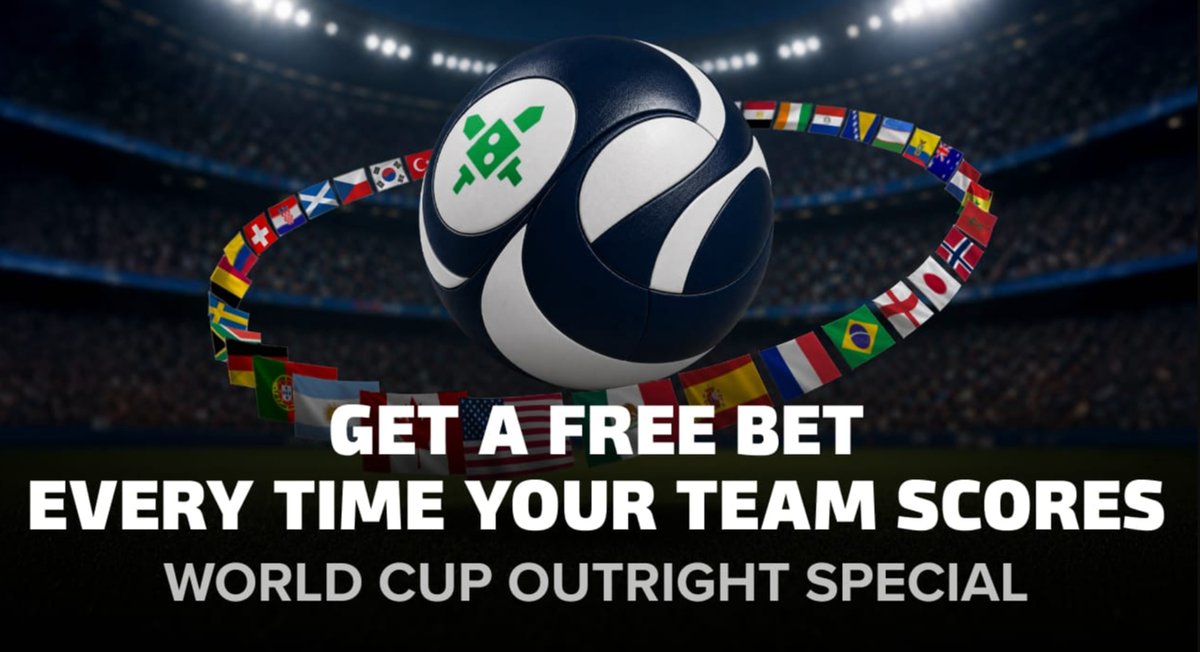 top100b's tweet photo. ⚽ World Cup 26 Winner Rewards

Back your tournament winner with a $20+ outright bet and get:
🎁 $2 Free Bet for every goal your team scores
🏆 Valid on the World Cup 2026 Winner market
🔥 Extra Time goals count
👉 https://t.co/v6IgDIfjhz

T&amp;Cs apply. 18+. Gamble responsibly. https://t.co/3pMKXrzW5c