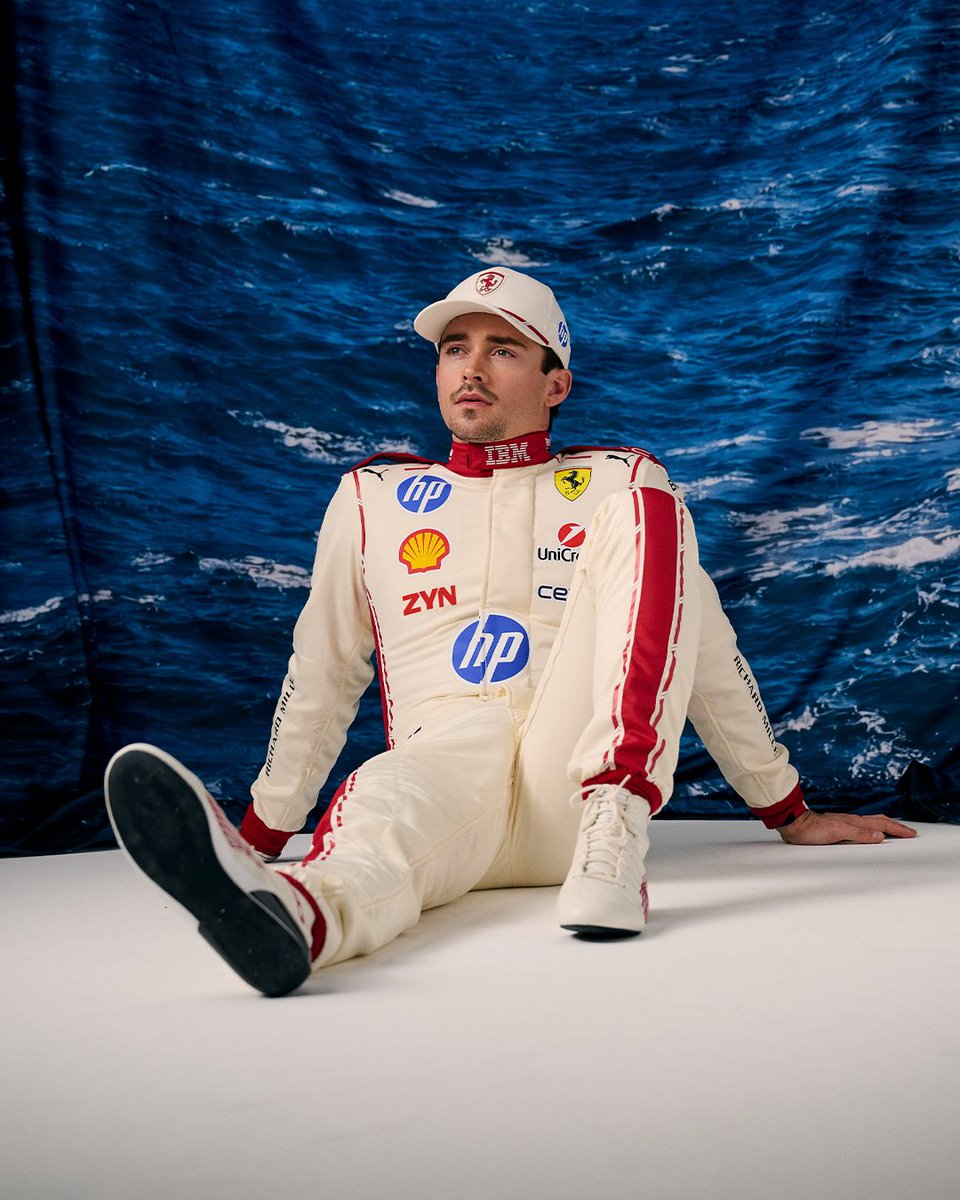 ScuderiaFerrari's tweet photo. A special race calls for a special suit 🔴⚪️ https://t.co/MPATD8kT1u