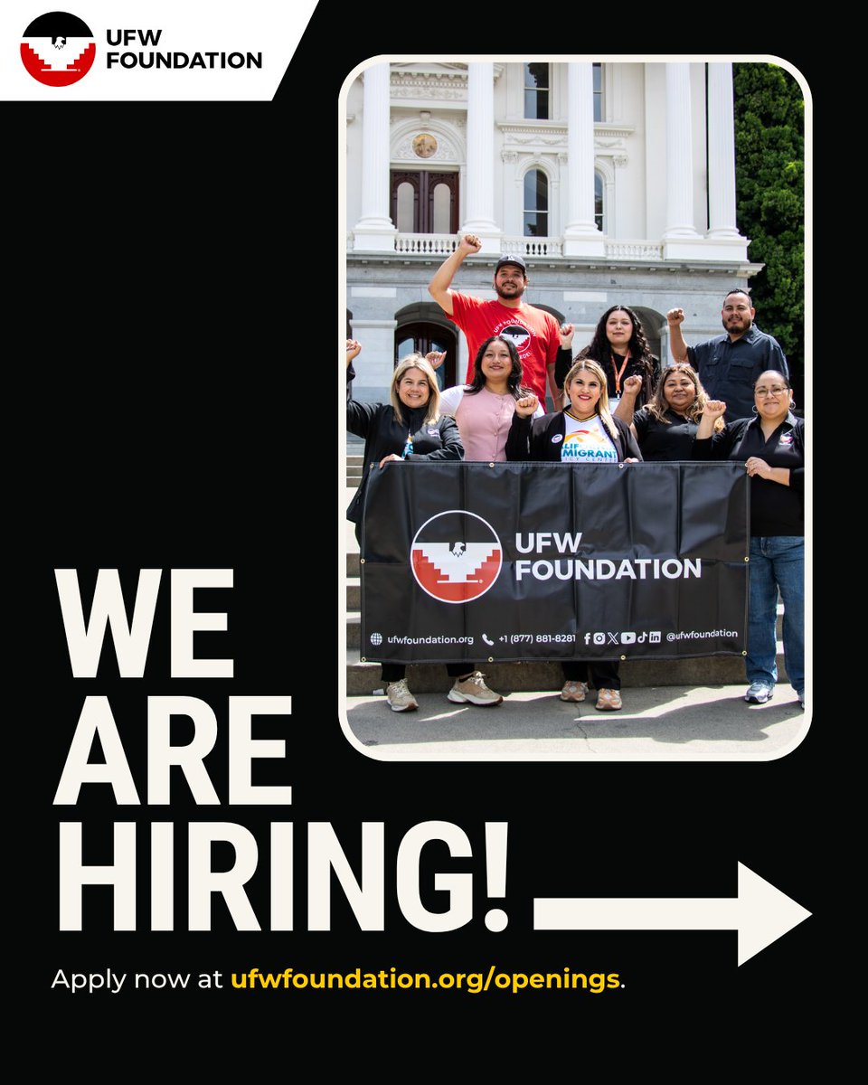 ufwfoundation's tweet photo. We're growing our team. If you’re passionate about immigrant rights, worker justice, and building community power, we invite you to apply. Apply today at https://t.co/hi7QGUHjvt or the link in our bio! https://t.co/RvjhiYnTUF
