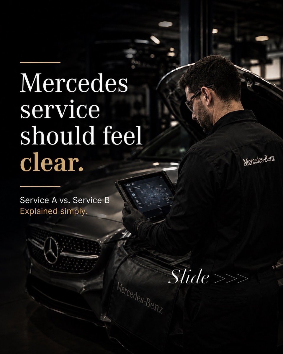SmithMotorSales's tweet photo. Mercedes service should feel clear, not confusing. Service A or B, we’ll help you understand the difference. #MercedesBenz https://t.co/Wv2RMGUGVe