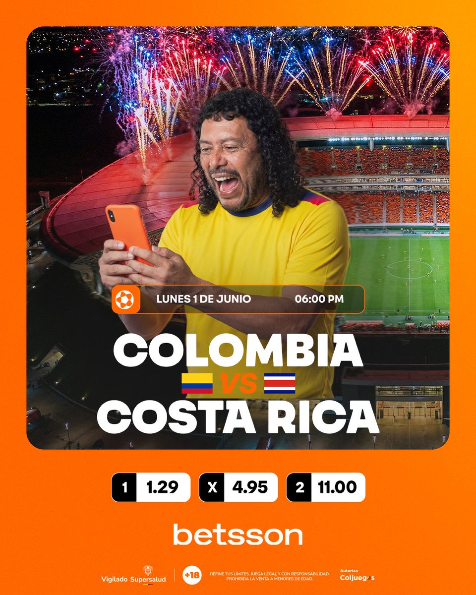BetssonCo's tweet photo. ¡Juego de preparación de la nuestra en Bogotá!🇨🇴🔥 @higuitarene

Partido previo al torneo más importante del planeta ¿Las mejores cuotas? siempre en Betsson💸

✅Apuesta ya por Colombia https://t.co/5yvIvQEPgD