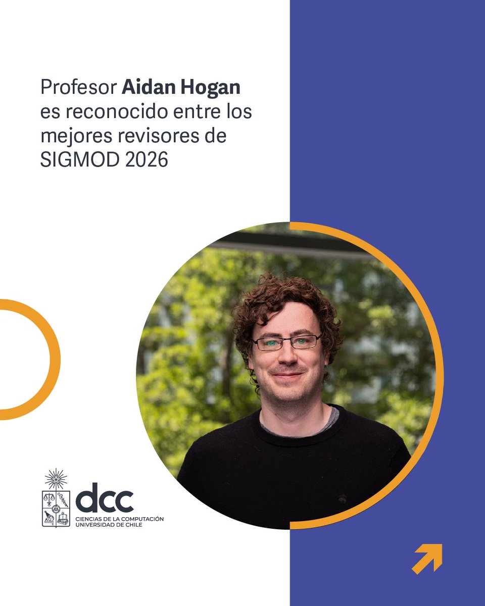 dccuchile's tweet photo. 🎉 El profesor Aidan Hogan fue reconocido entre los mejores revisores de SIGMOD 2026, una de las conferencias más importantes del mundo en bases de datos. 

Un gran reconocimiento a su aporte a la investigación internacional. 👏

🔗 https://t.co/tVyCABwcMy https://t.co/TQhOeVl0kN
