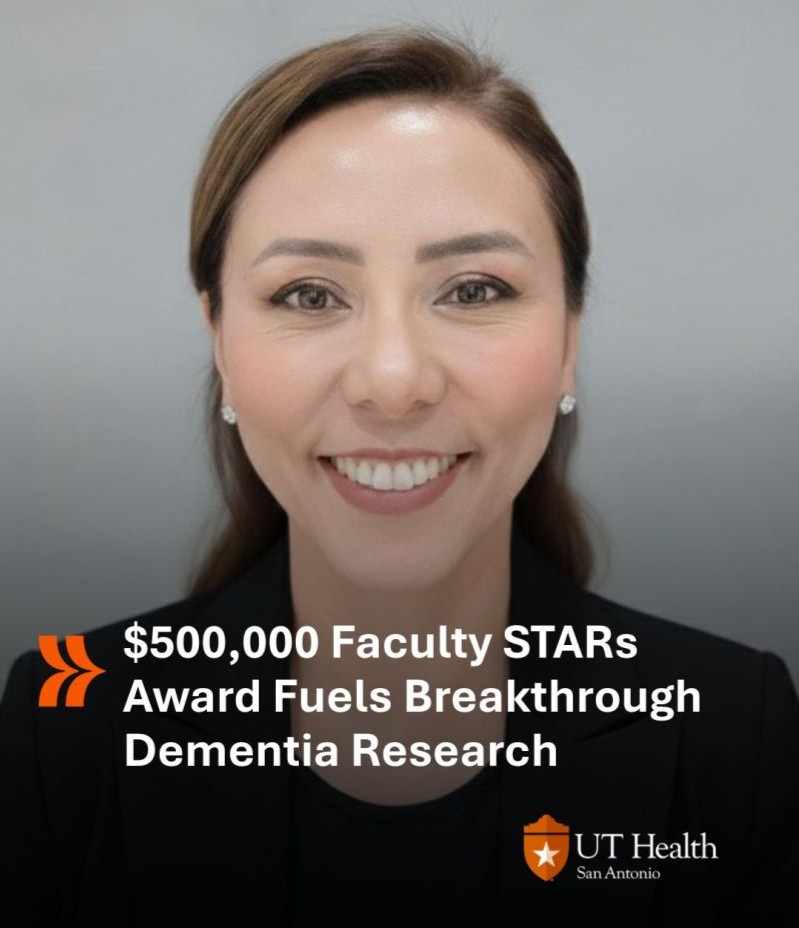 UTSA's tweet photo. Congratulations to Claudia Suemoto, MD, PhD, on receiving a $500,000 UT System Faculty STARs award to advance critical dementia research at @UTHealthSA.

Dr. Suemoto’s work is focused on addressing urgent gaps in neurodegenerative disease research by studying the unique genetic and environmental factors shaping brain health in South Texas, a region with important insights that remain largely understudied.

Faculty-led discovery drives innovation, expands scientific understanding and improves health outcomes for our communities: https://t.co/XYOZI9XQhx