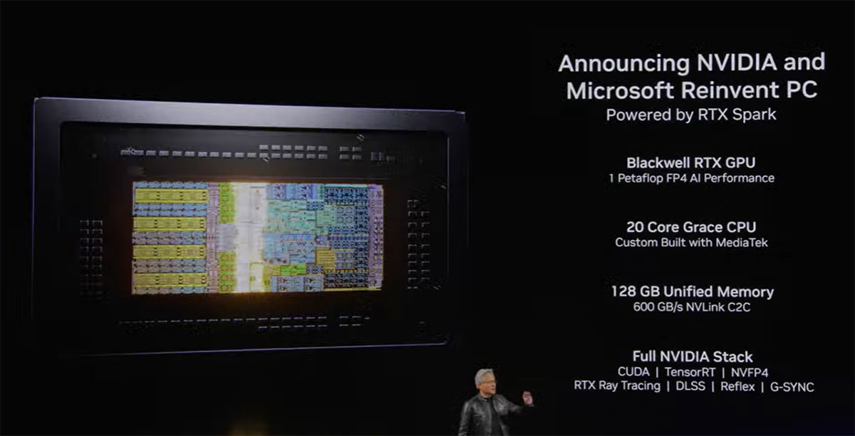 Tech_Pro0's tweet photo. NVIDIA has officially announced RTX Spark (codenamed "N1X"), its first ARM-based "superchip" that integrates a CPU, RTX GPU, AI hardware, and unified memory into a single package for Windows PCs. https://t.co/fyaTL9zA8R
