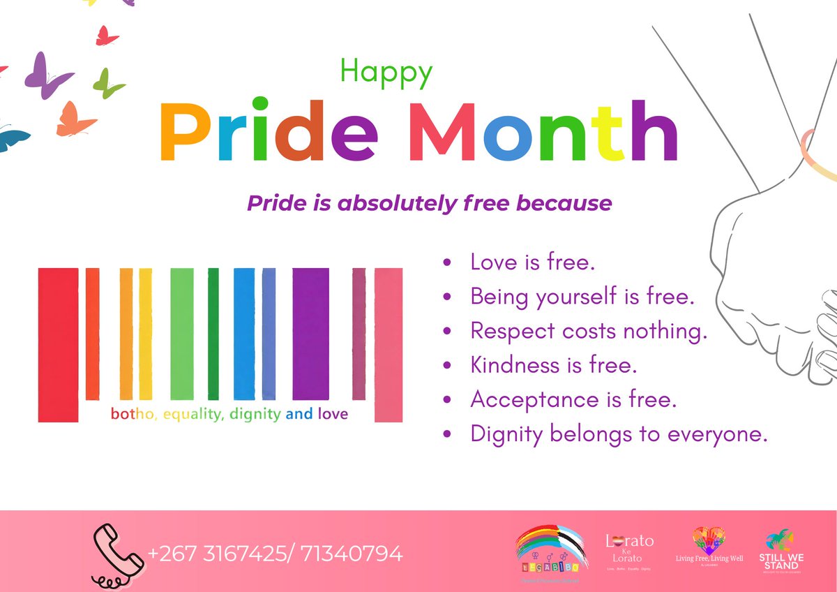 legabiboadvo's tweet photo. 🌈 Happy Pride Month!

Pride is absolutely free because love is free, being yourself is free, respect costs nothing, and dignity belongs to everyone.

This month, we celebrate love, diversity, and the freedom to be ourselves.

#LEGABIBO #HappyPrideMonth #LoratoKeLorato https://t.co/UN3LNOHSC4