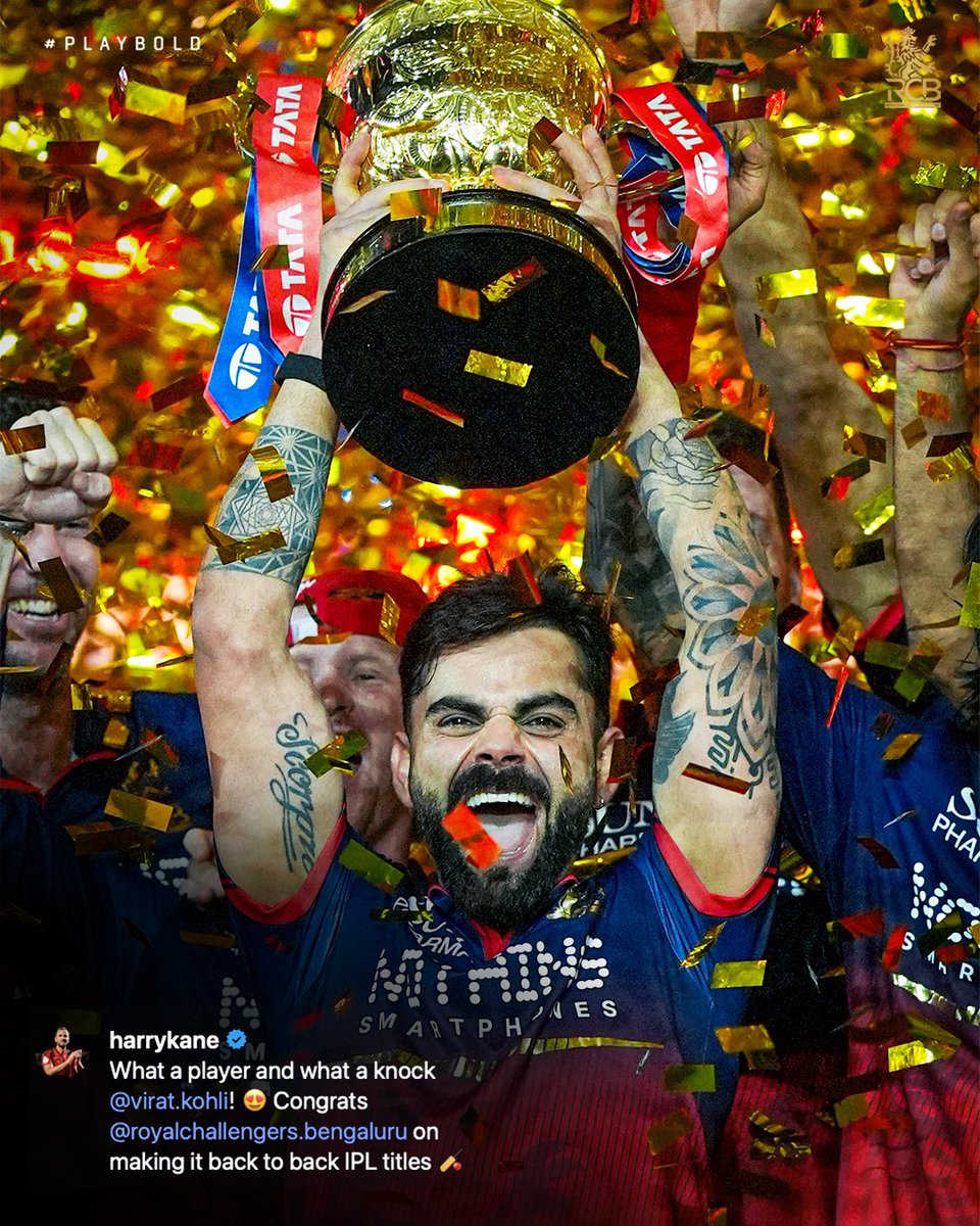 RCBTweets's tweet photo. Two legends, playing for a team in red, making winning trophies a habit. 😮‍💨🔥

Thank you, @HKane - good luck for the upcoming World Cup! 😁❤️ https://t.co/Rmvv2f6fFB